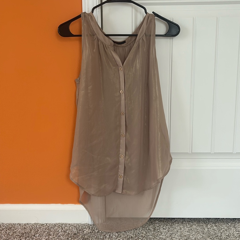 Color in Motion Tan Sheer Metallic Top size S